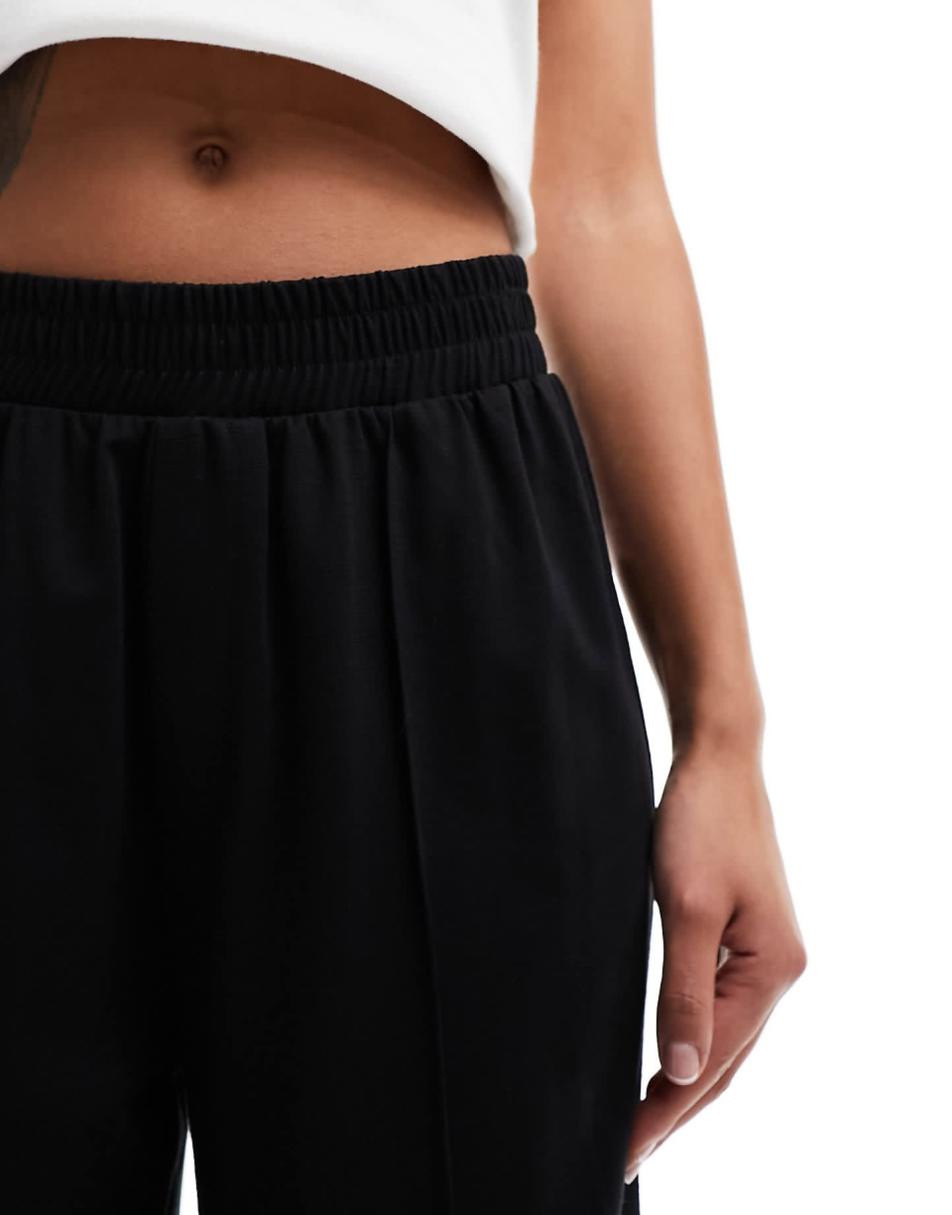 ASOS DESIGN pull on slub wide leg pants in black