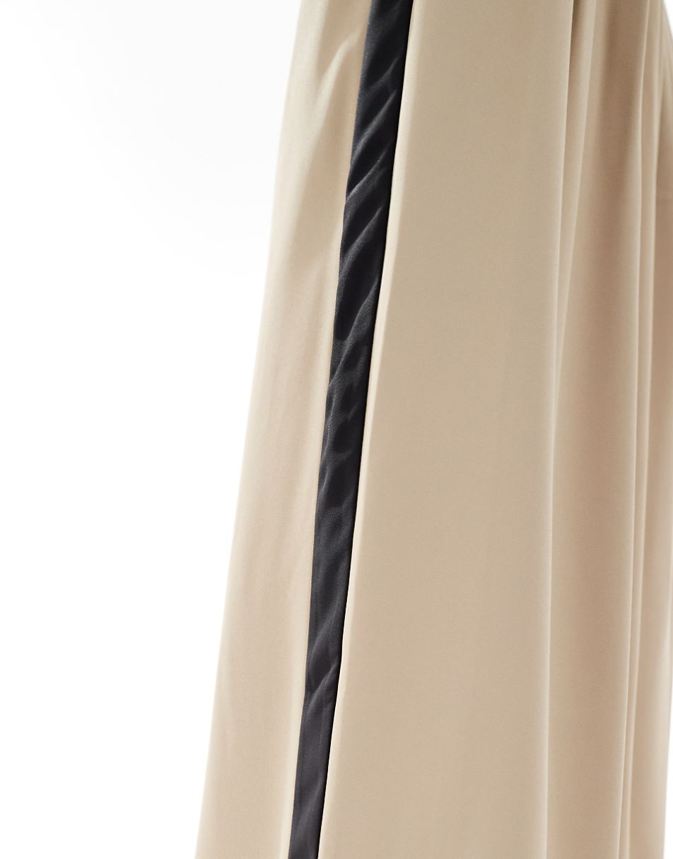 Extro & Vert high waist pleated palazzo pants in stone & black - part of a set