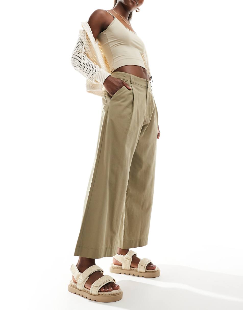ASOS DESIGN wide leg crop pants in olive
