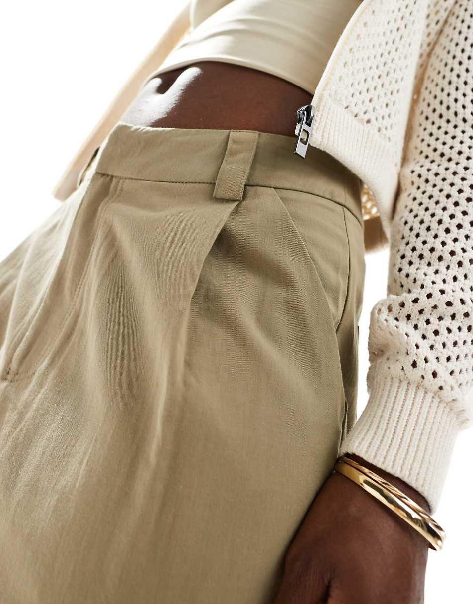 ASOS DESIGN wide leg crop pants in olive
