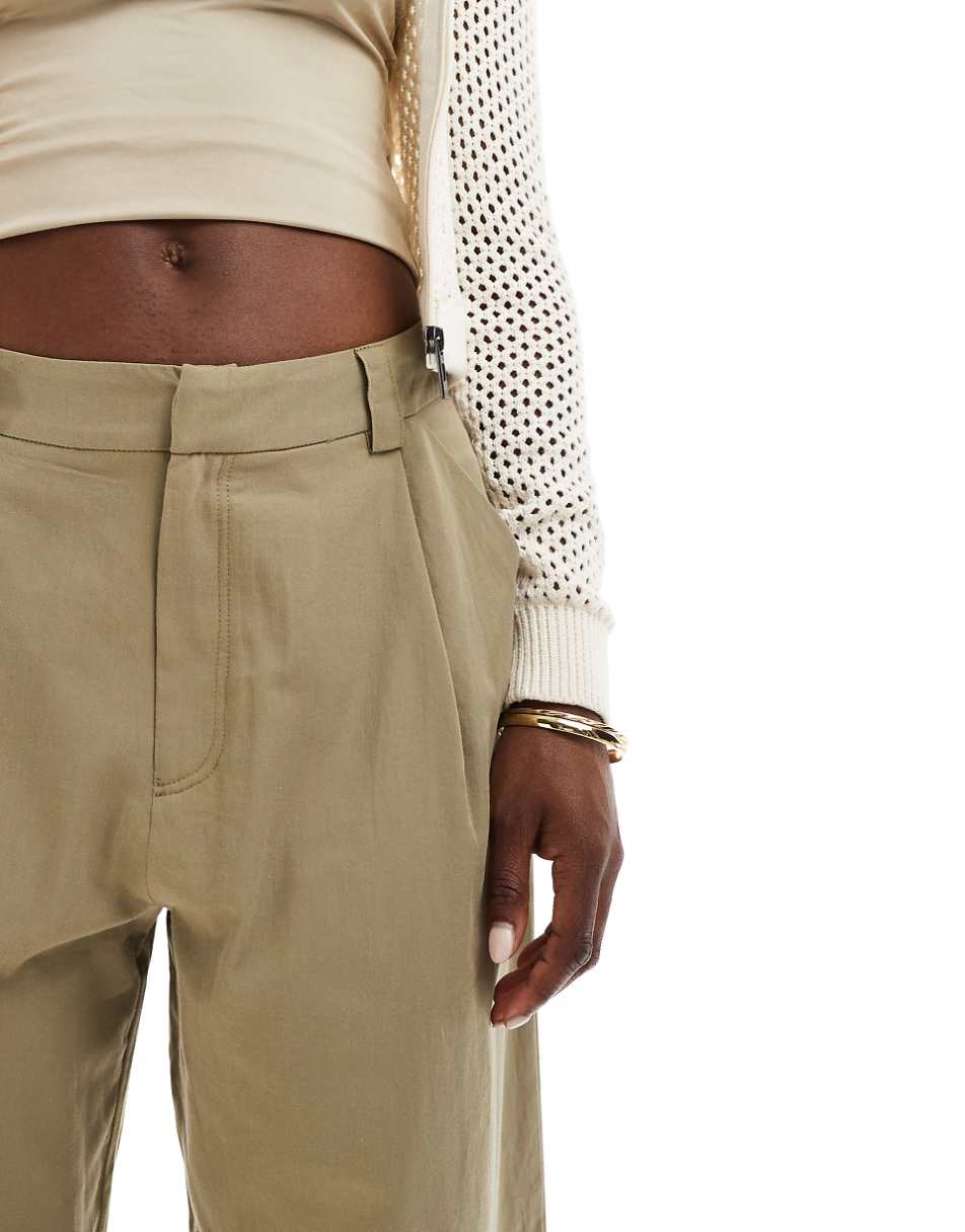 ASOS DESIGN wide leg crop pants in olive