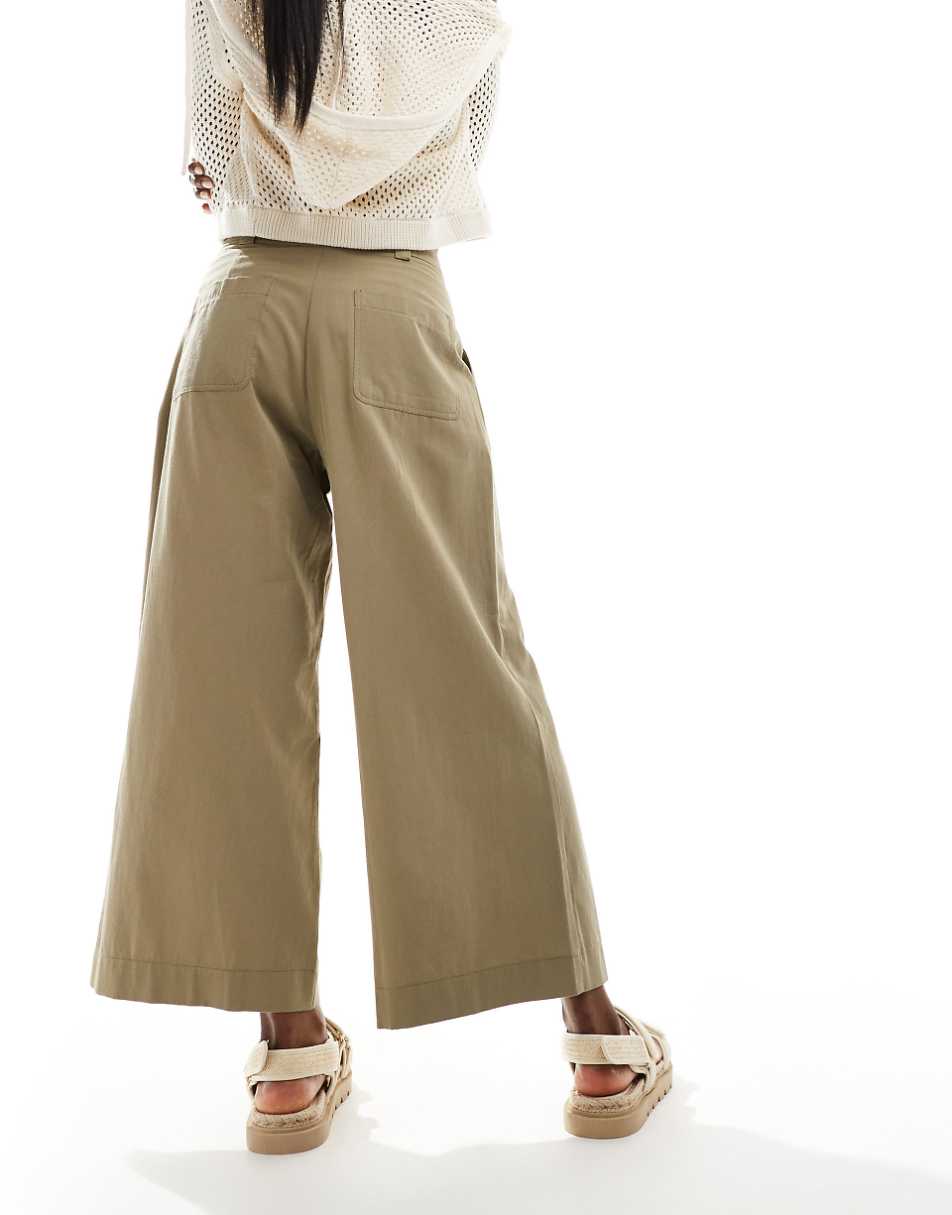 ASOS DESIGN wide leg crop pants in olive