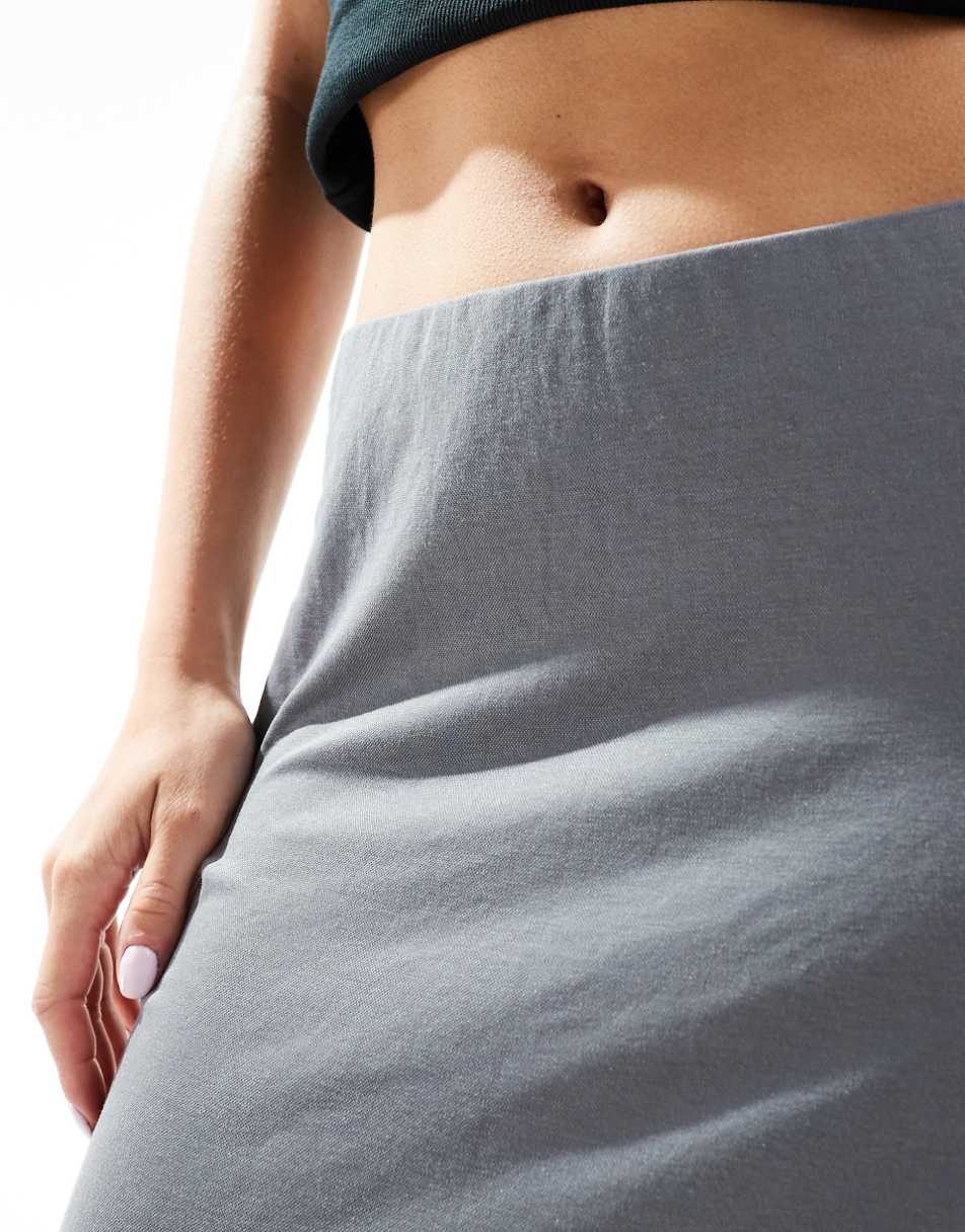 Monki super soft maxi skirt in charcoal gray