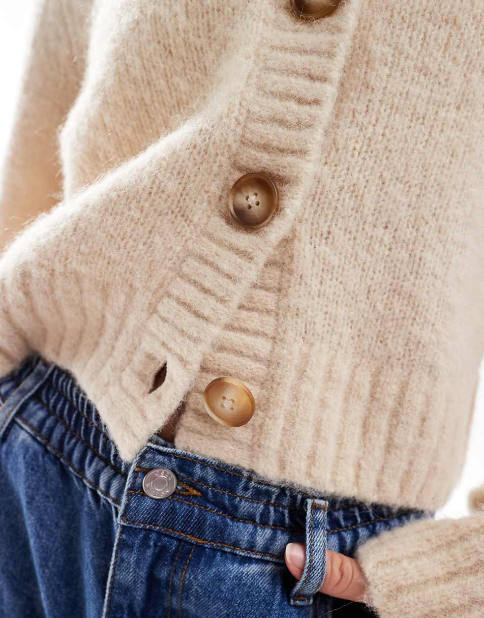 & Other Stories alpaca blend textured knit cardigan in off white