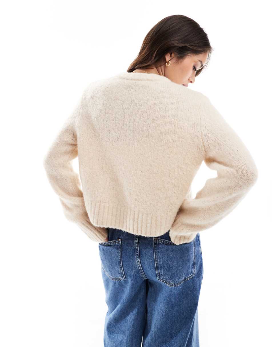 & Other Stories alpaca blend textured knit cardigan in off white
