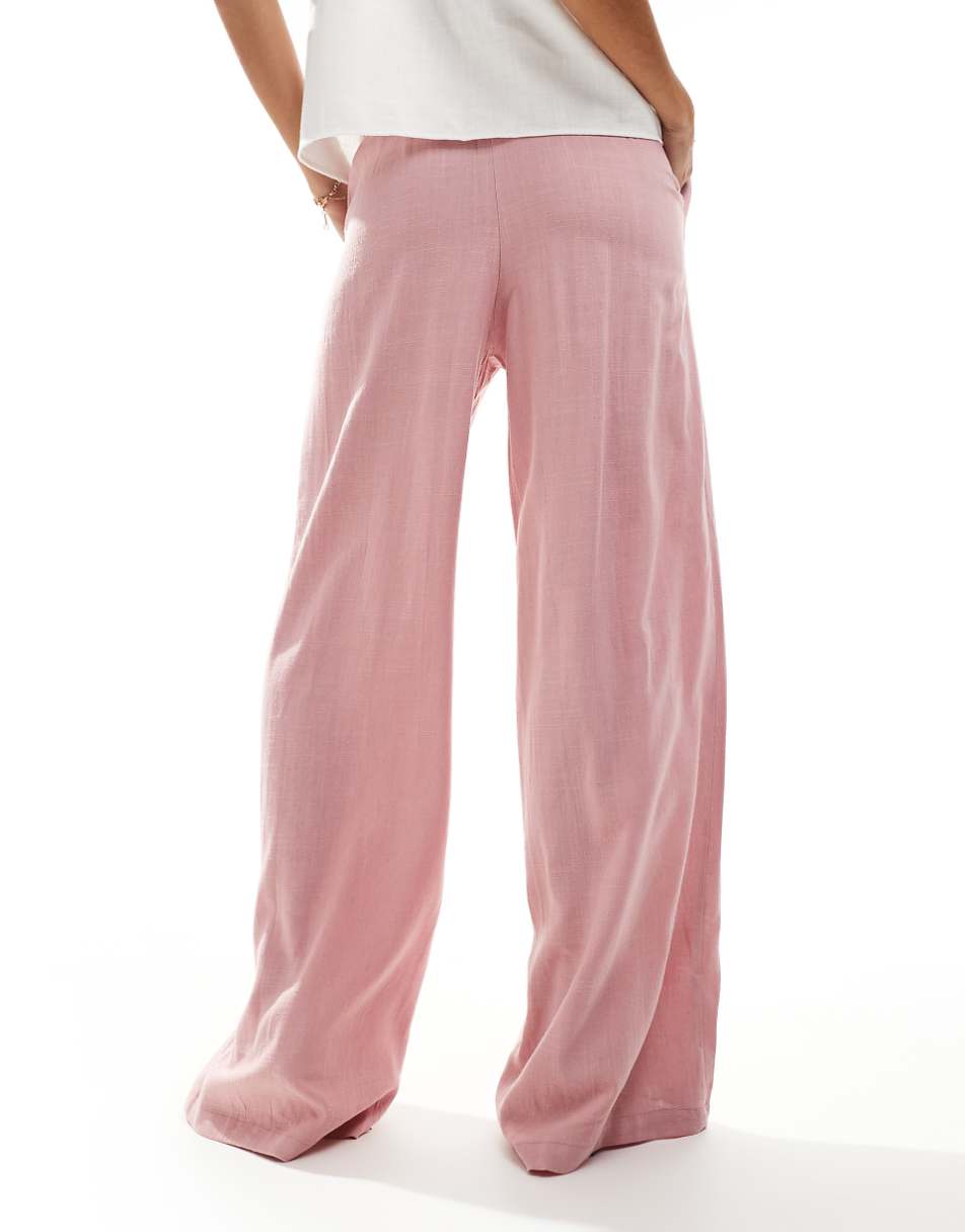 ASOS DESIGN tailored relaxed dad pant with linen in dusty pink