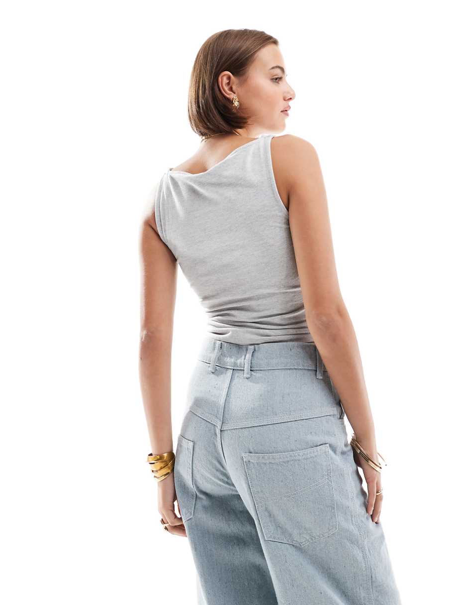Cotton On boat neck top in heather gray