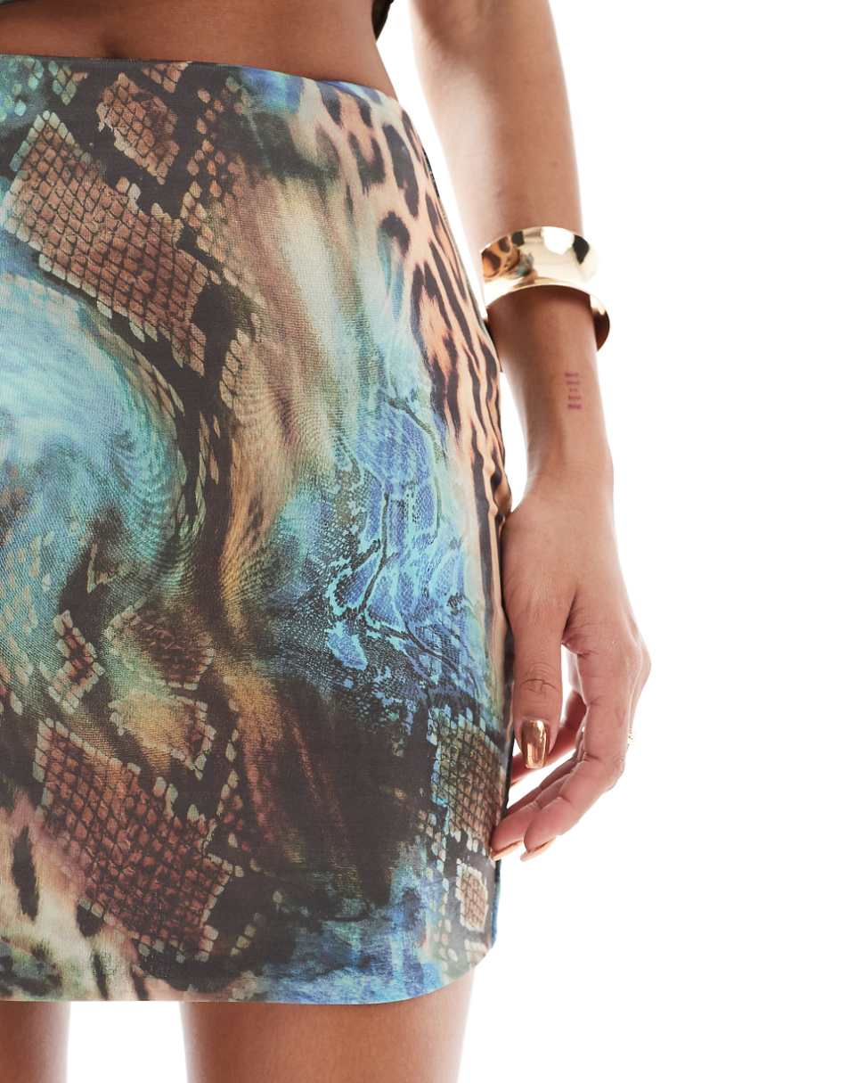 ASOS DESIGN slinky mini skirt in animal print - part of a set