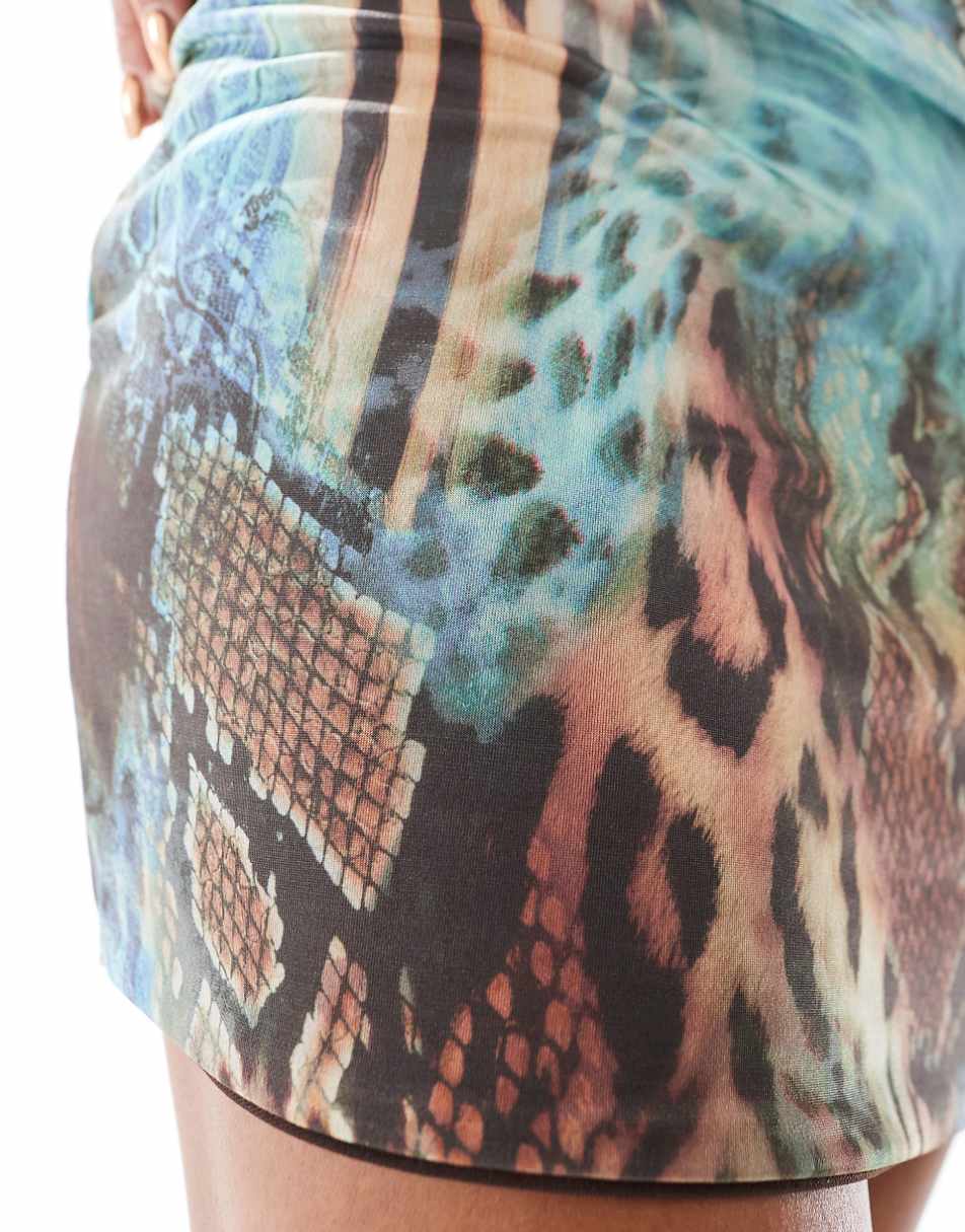 ASOS DESIGN slinky mini skirt in animal print - part of a set