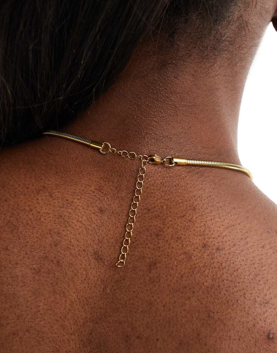 Lost Souls stainless steel 18kt gold plated 38mm chunky snake chain necklace