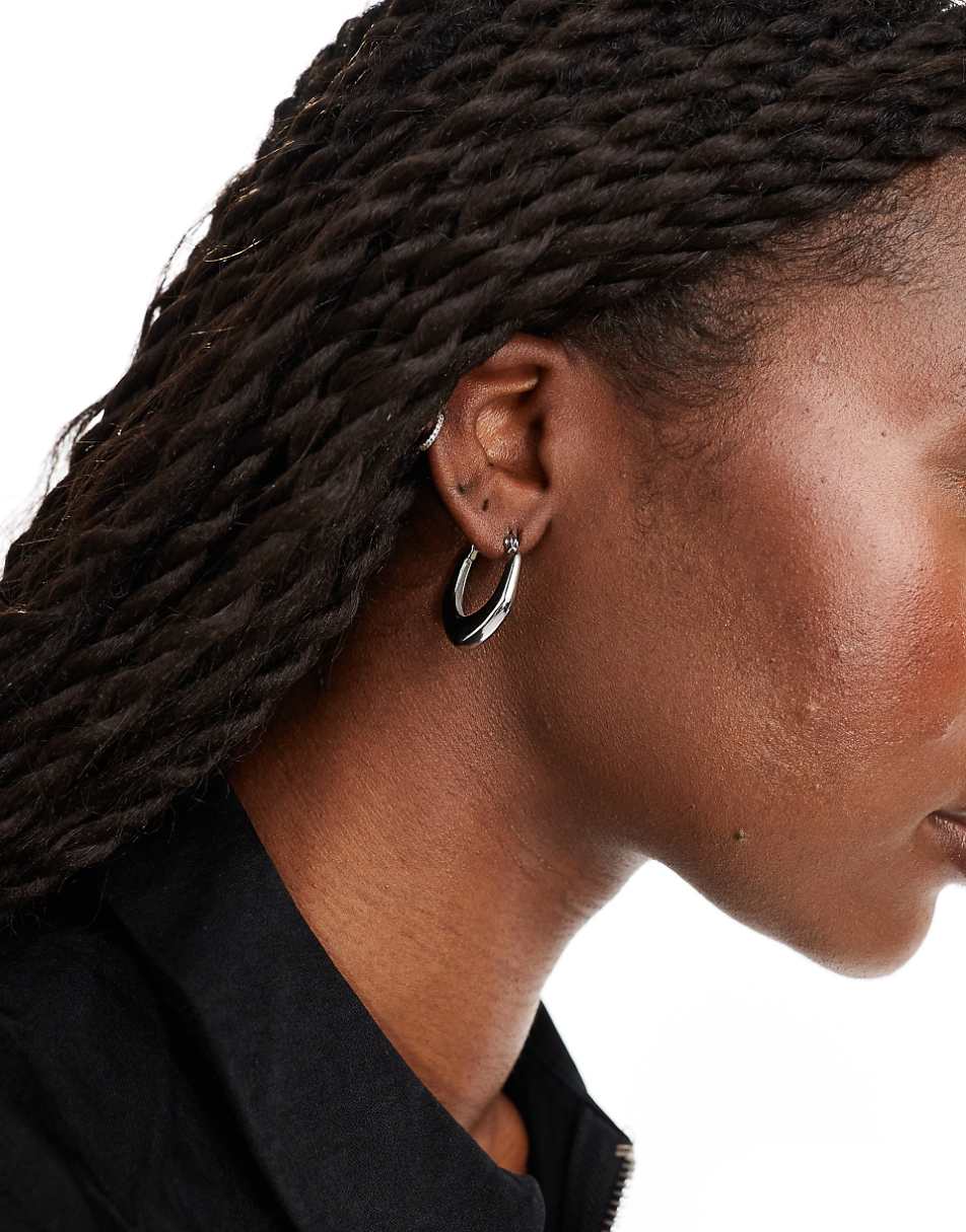 Lost Souls stainless steel geo hoop earrings in silver