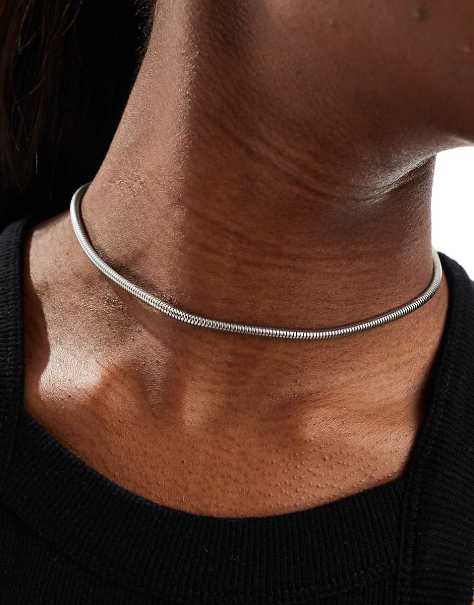 Lost Souls stainless steel 38mm chunky snake chain necklace in silver