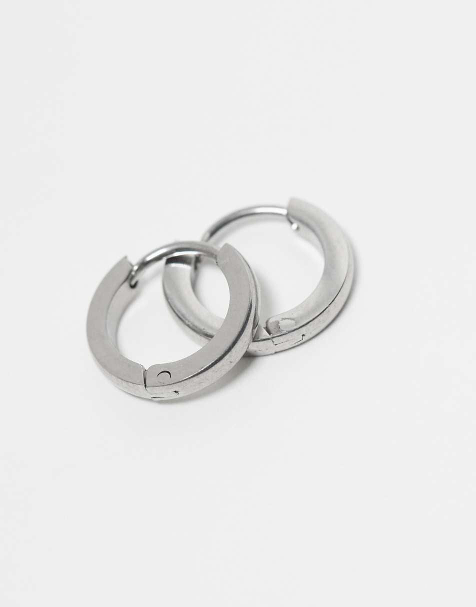 Lost Souls minimal huggie hoop earrings in stainless steel