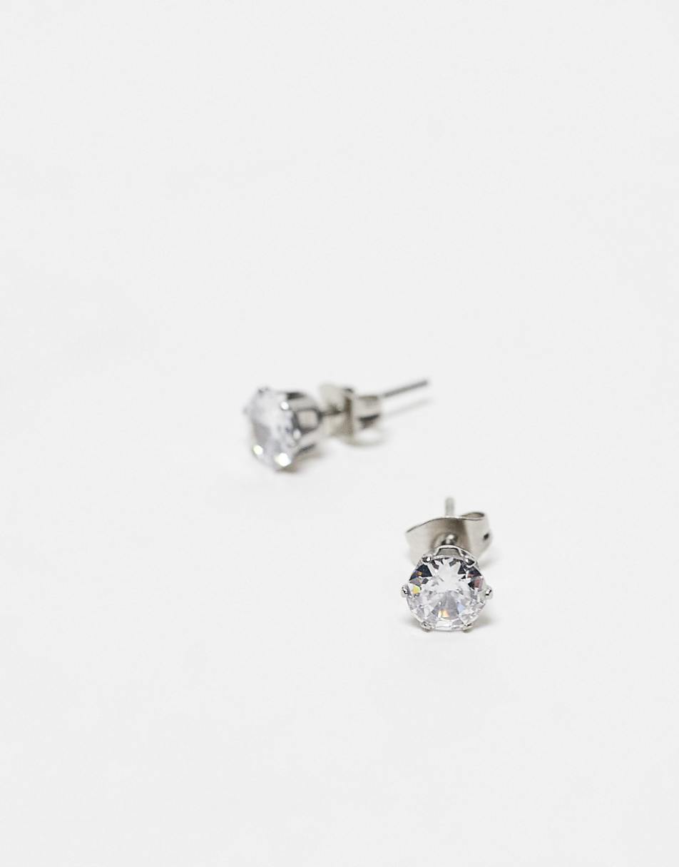 Lost Souls 6mm crystal stud earrings in stainless steel