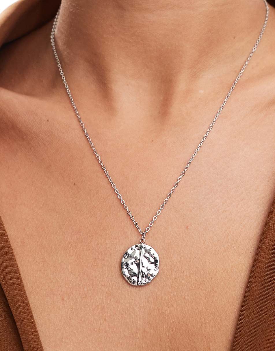 Lost Souls stainless steel coin pendant necklace in silver