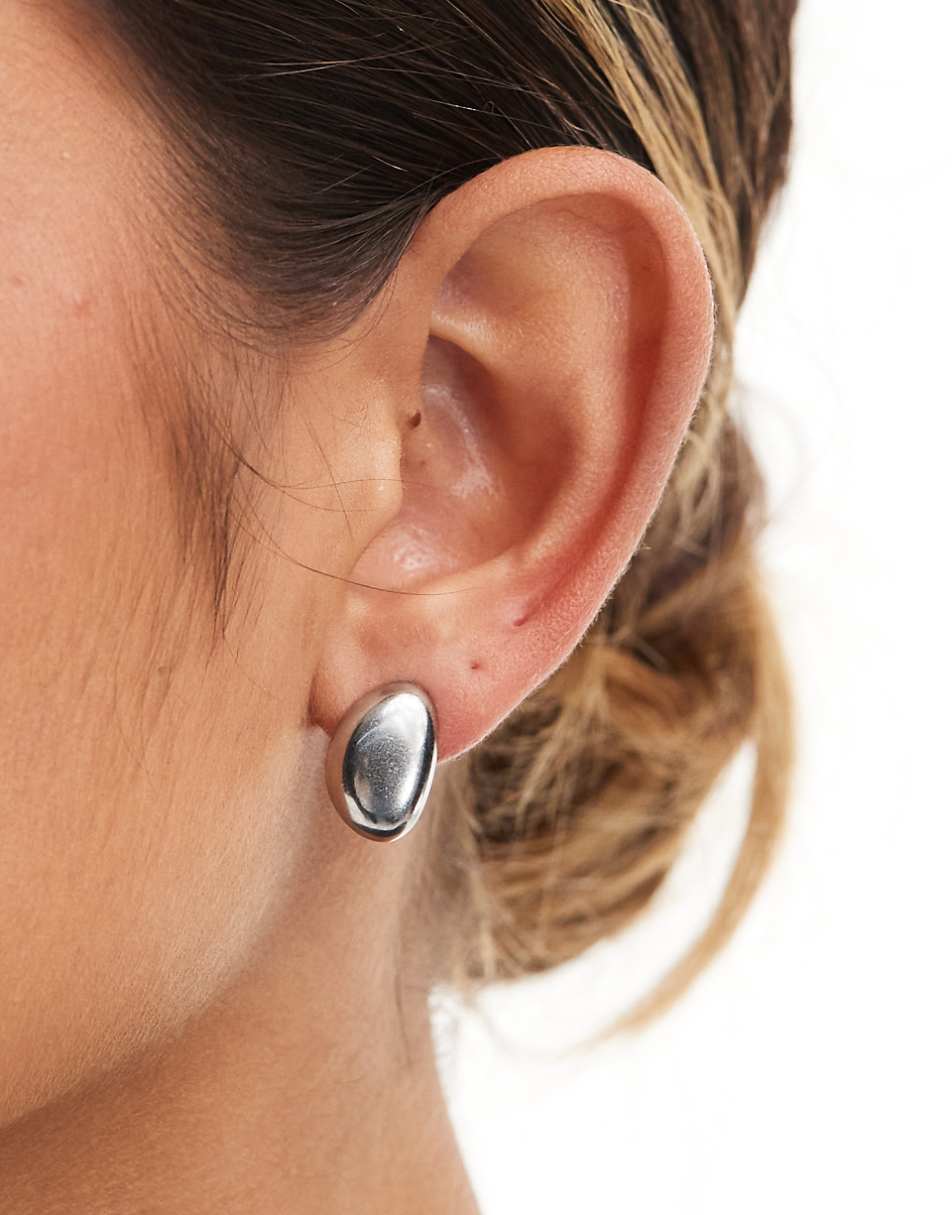 Lost Souls stainless steel chunky stud earrings in silver