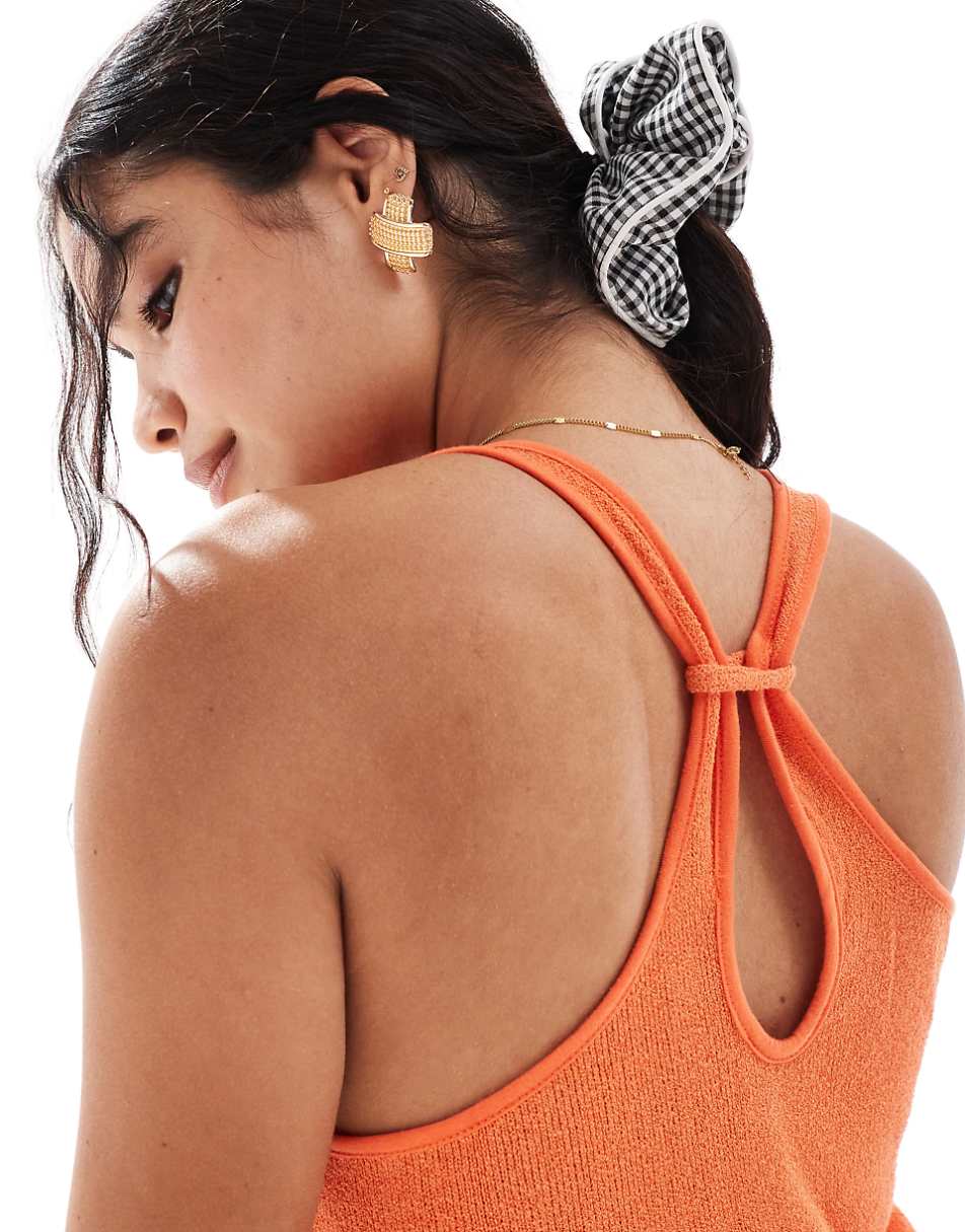 Mango terrycloth cami maxi dress in orange