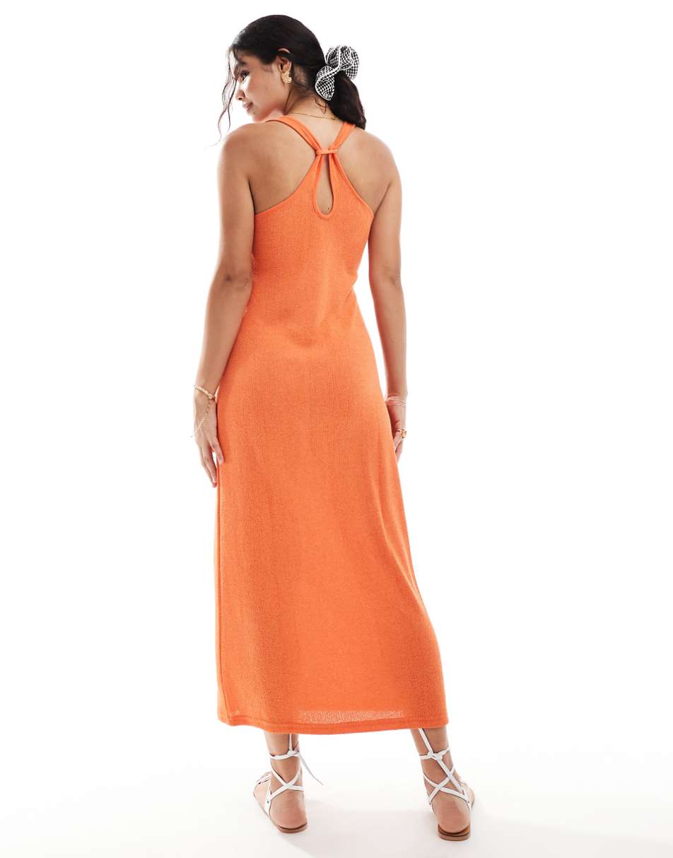 Mango terrycloth cami maxi dress in orange