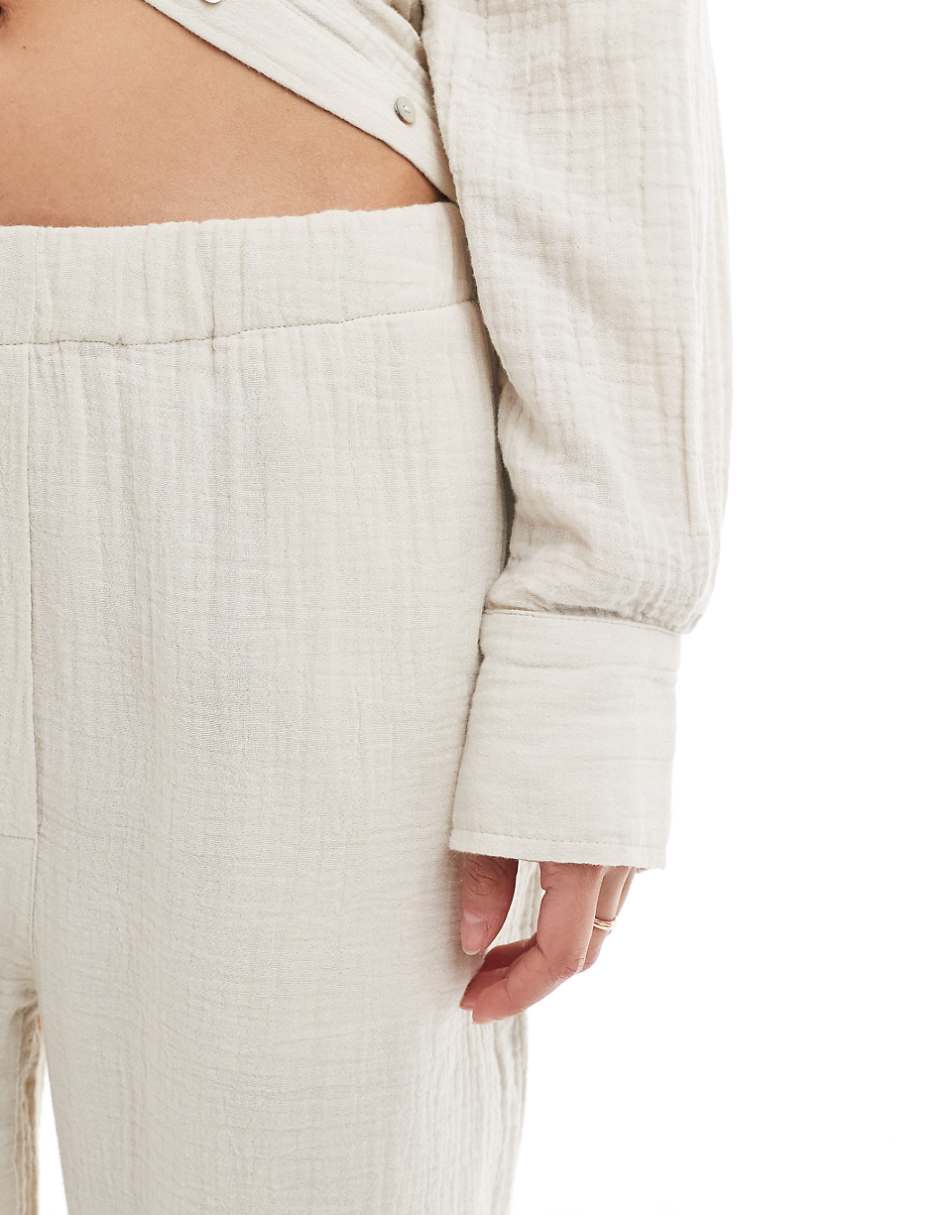 Mango linen look straight leg pants in light beige - part of a set