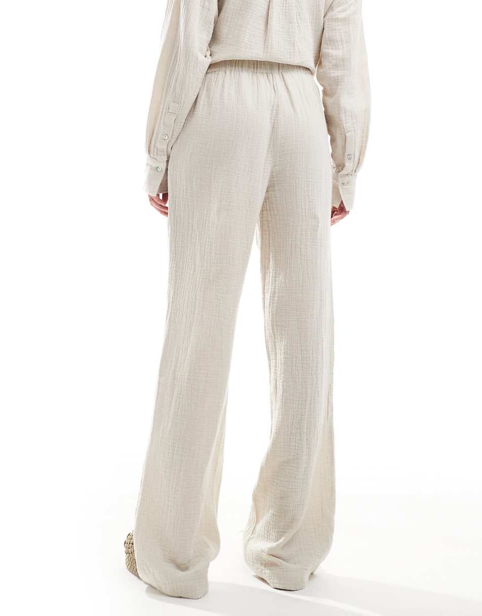 Mango linen look straight leg pants in light beige - part of a set