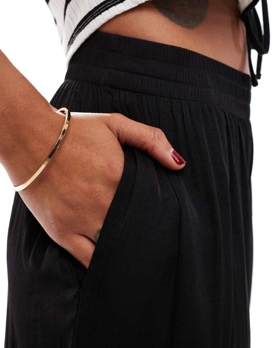 Mango soft touch wide leg pants in black