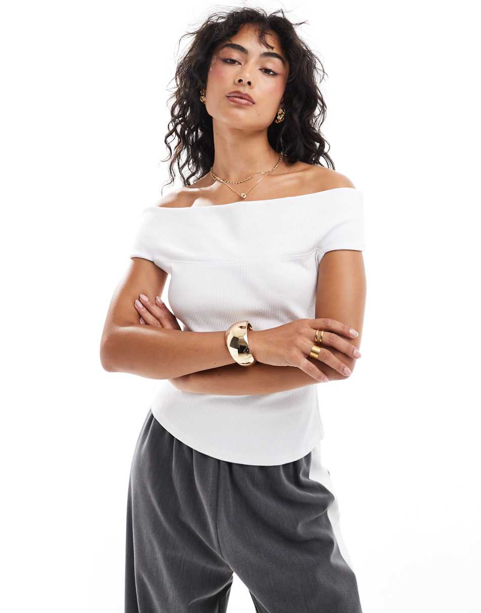 Mango bardot top in white
