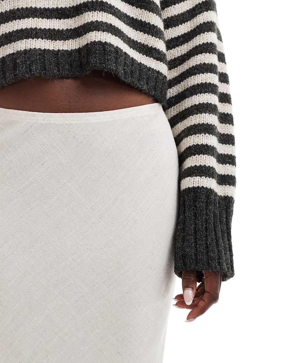 Miss Selfridge linen blend bias maxi skirt in neutral