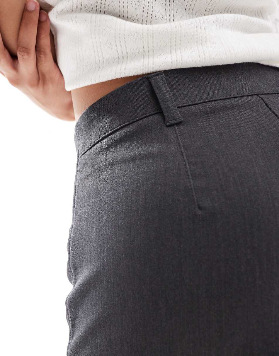Bershka Petite tailored pants in slate gray