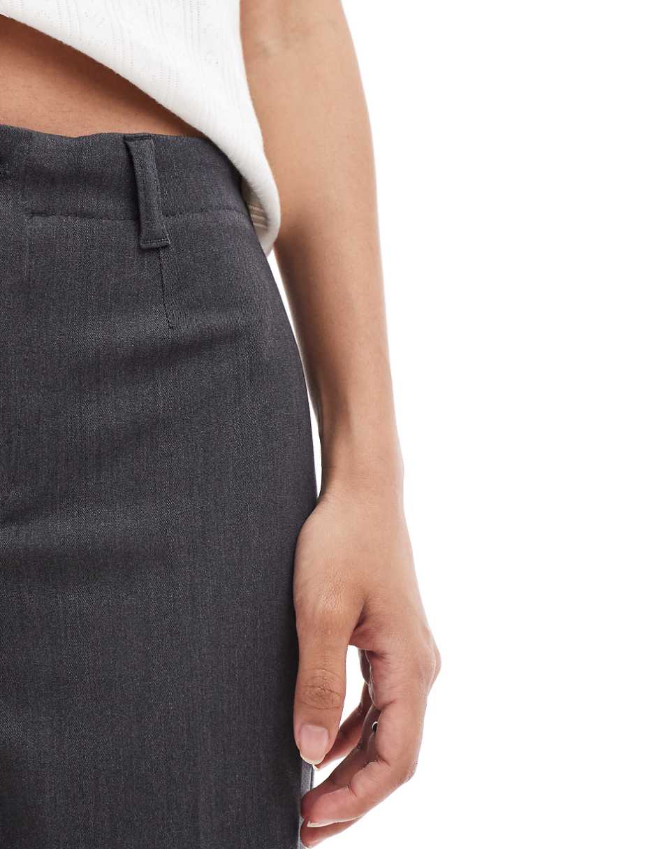 Bershka Petite tailored pants in slate gray