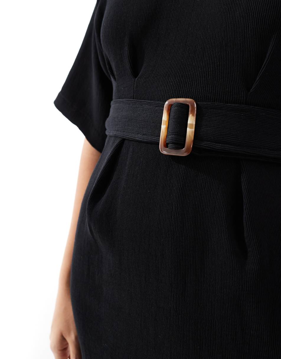 Closet London belted kimono mini dress in black