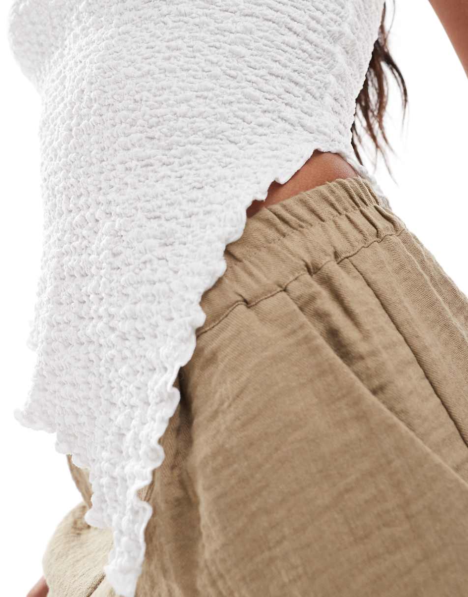 ASOS DESIGN textured bandeau top in ivory