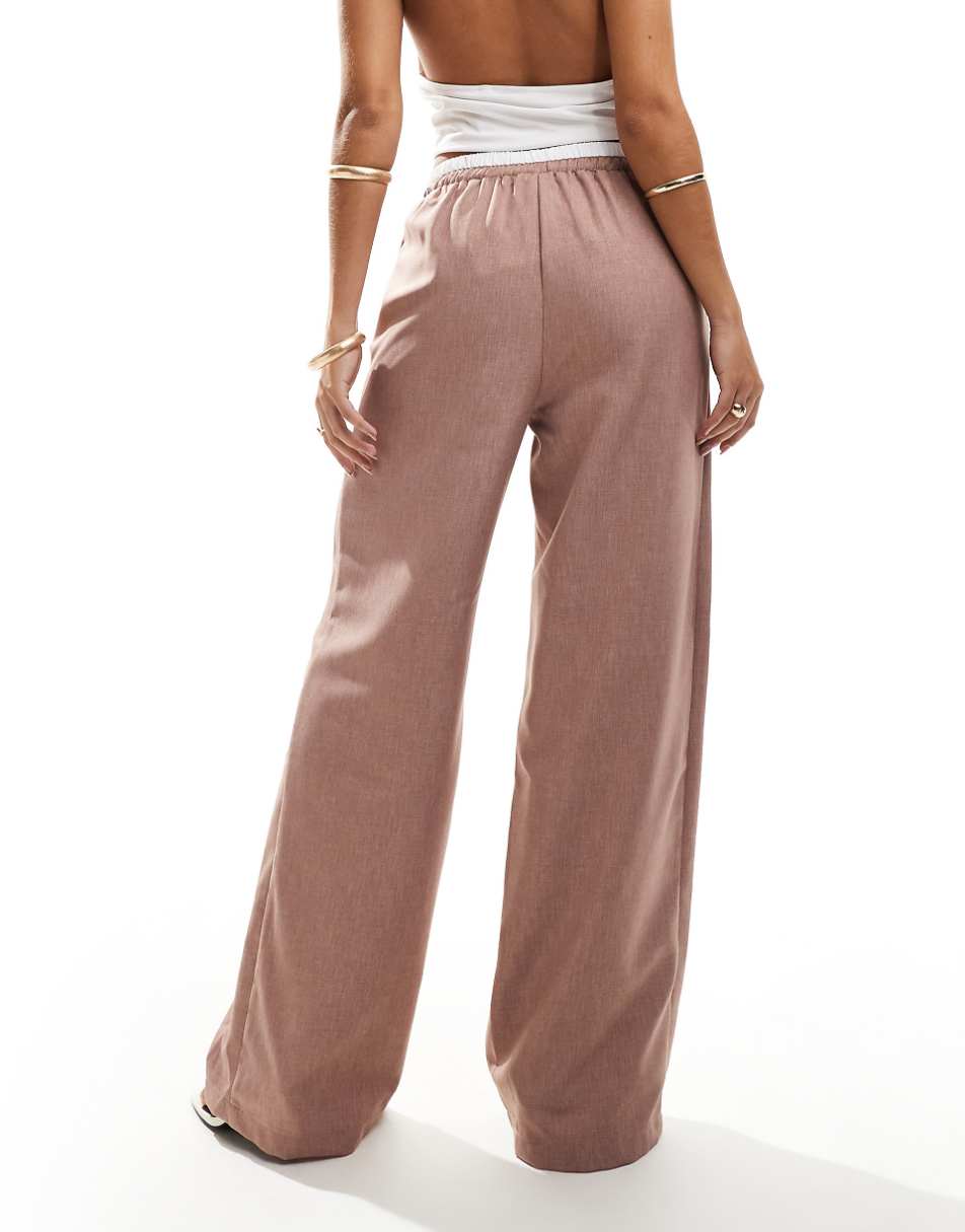 ASOS DESIGN double waistband tailored pant in mink