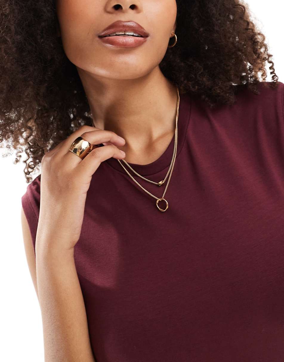 Miss Selfridge ruched side T-shirt mini dress in burgundy