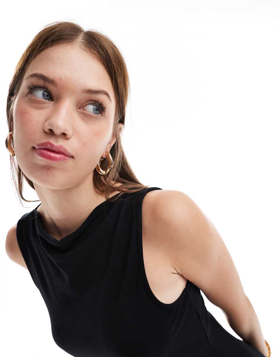 Miss Selfridge slash neck mini dress in black