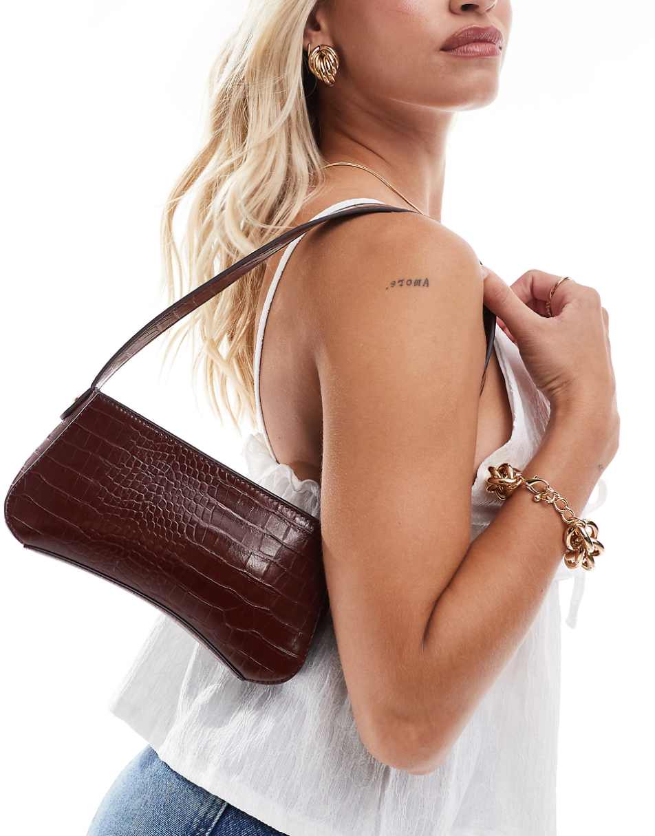 ASOS DESIGN curved base shoulder bag in chocolate
