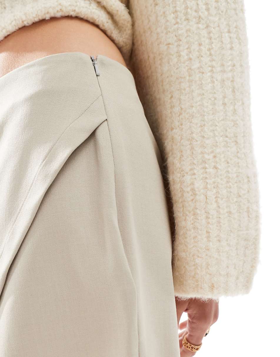 ASOS DESIGN wrap front skort in natural