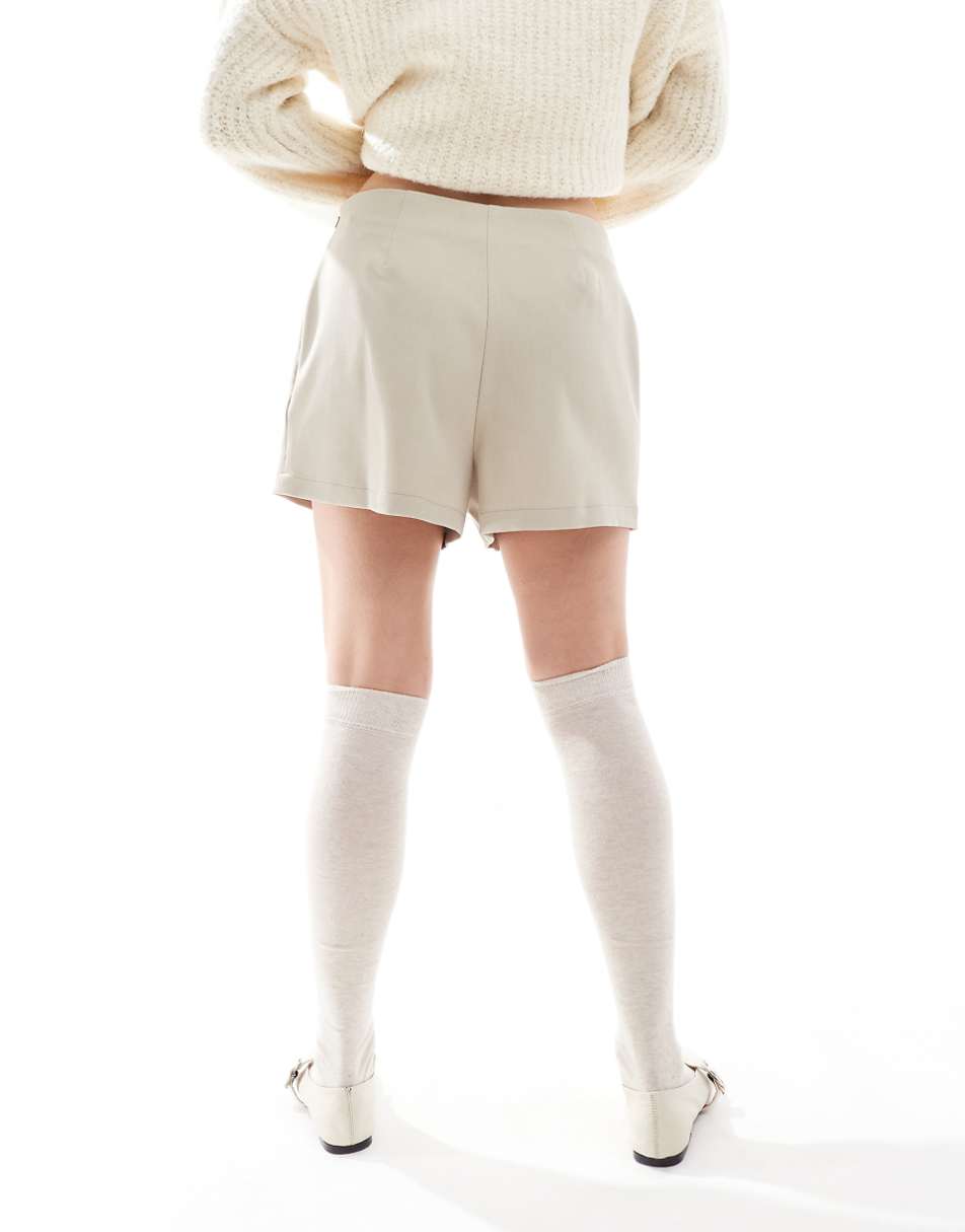 ASOS DESIGN wrap front skort in natural