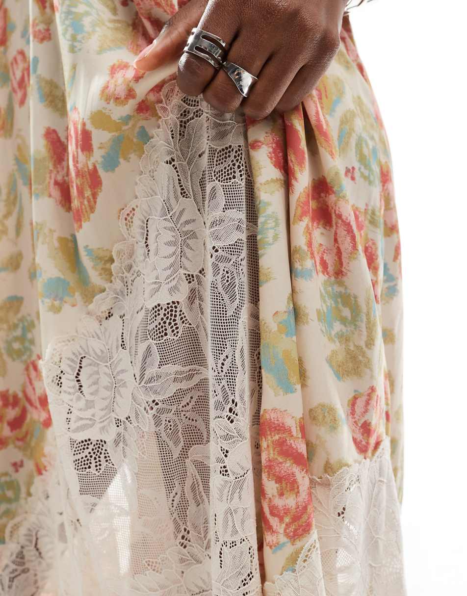 Free People floral print maxi slip dress in multi