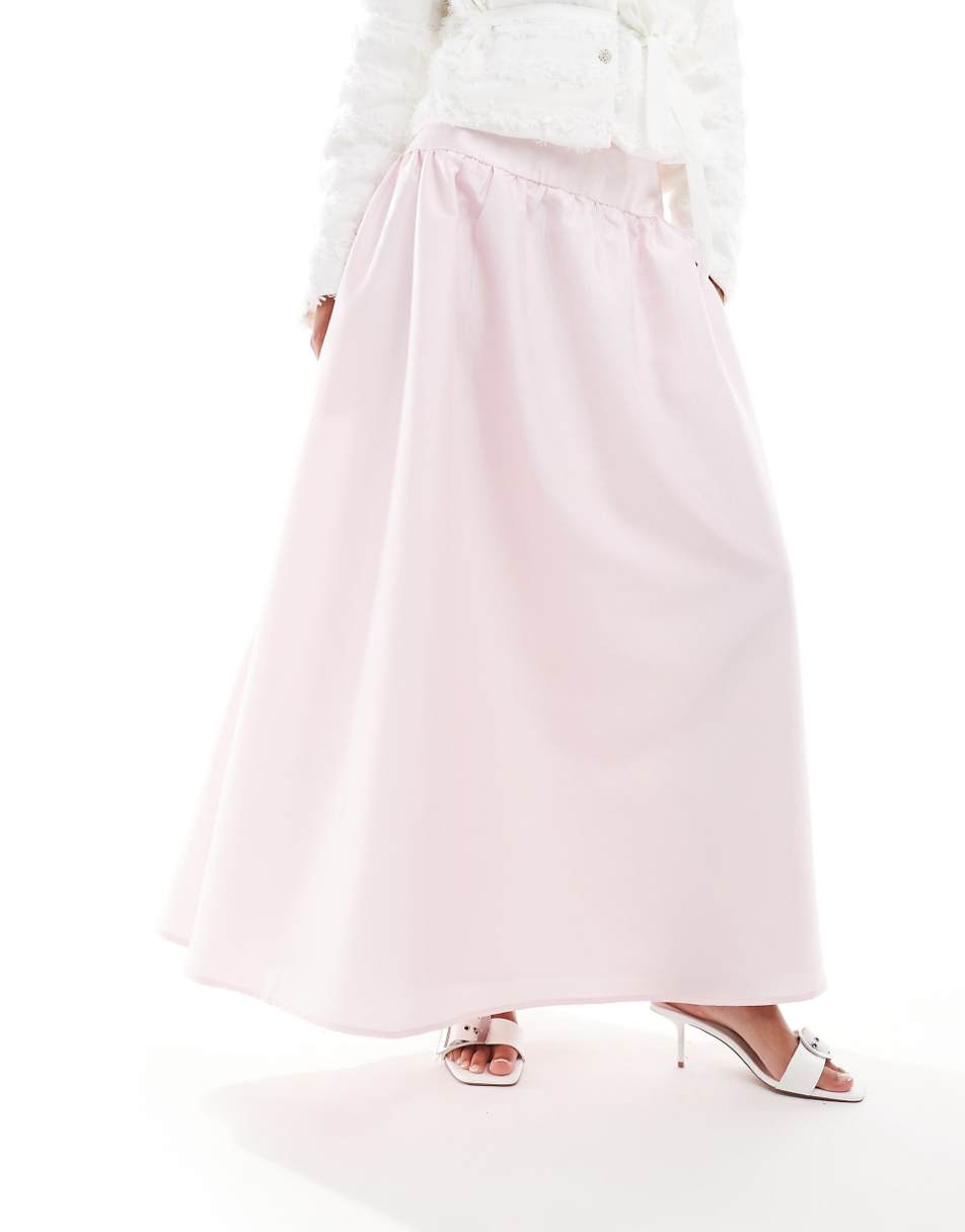 Sister Jane drop hem midaxi skirt in powder pink - part of a set