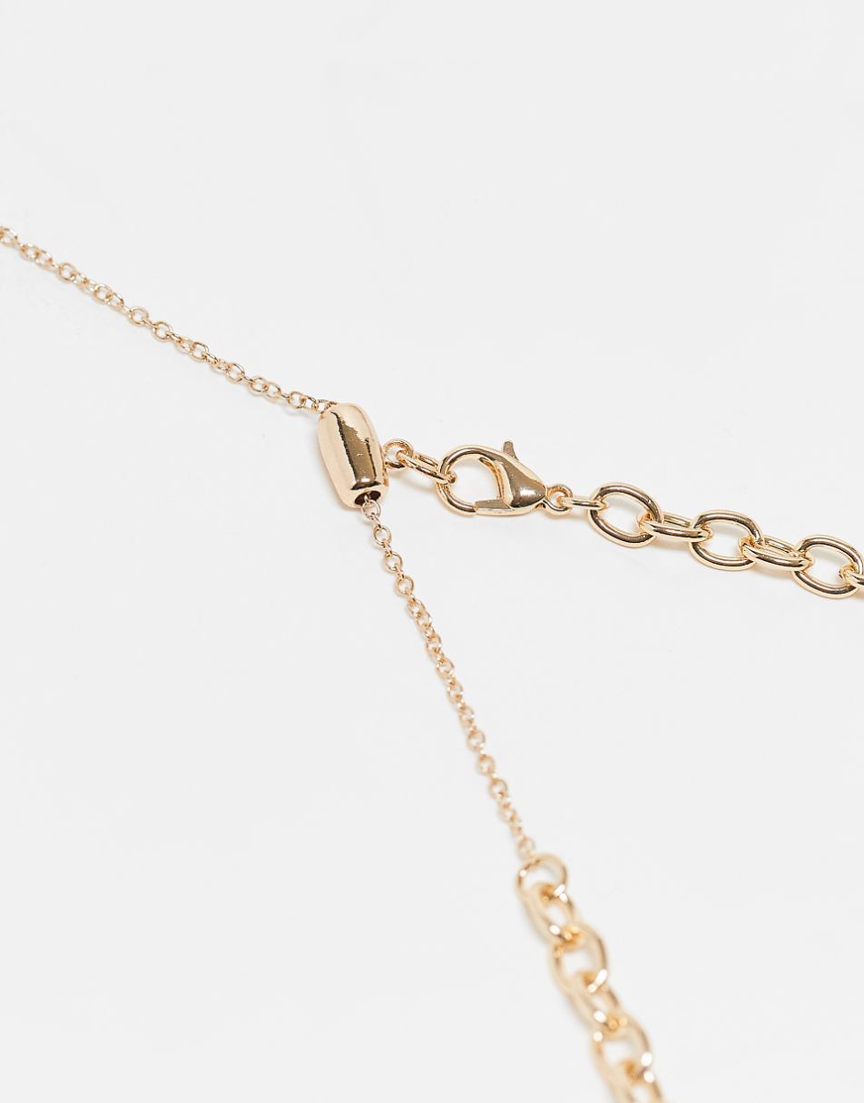 Reclaimed Vintage unisex choker necklace with colorful stones in gold