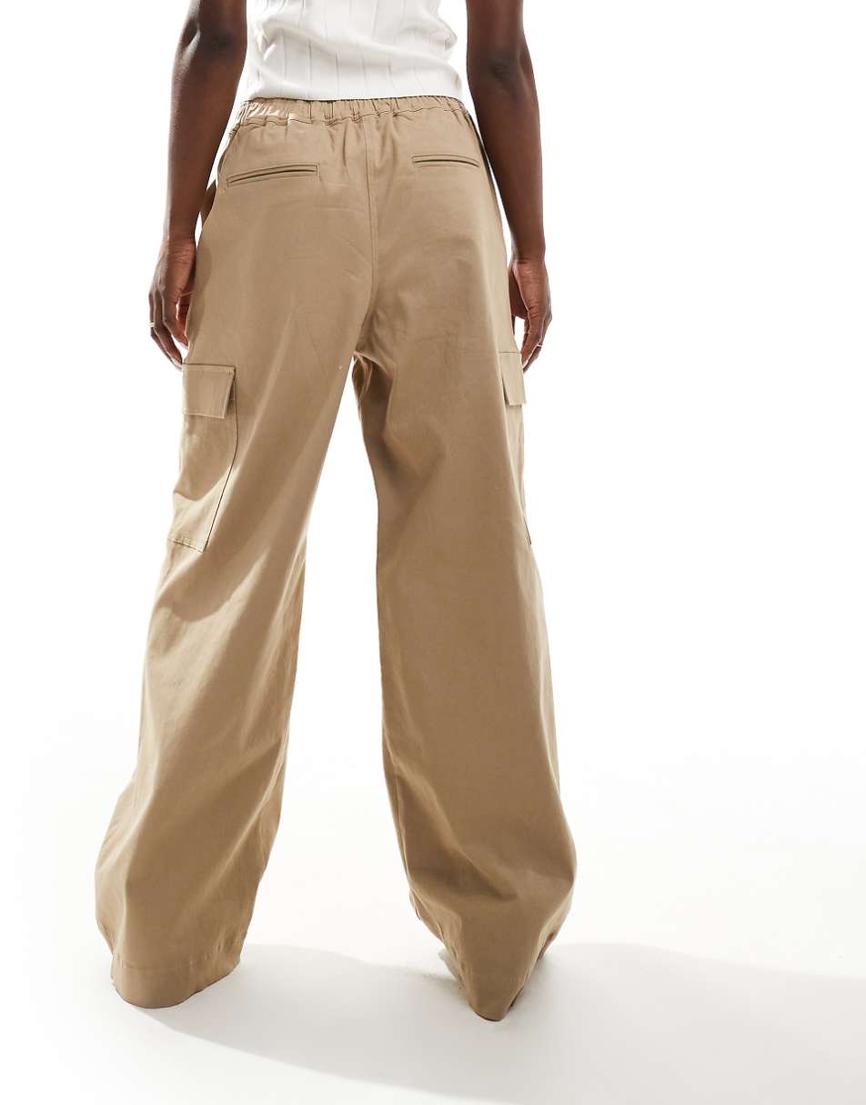 French Connection Atena twill clean cargo pants in camel