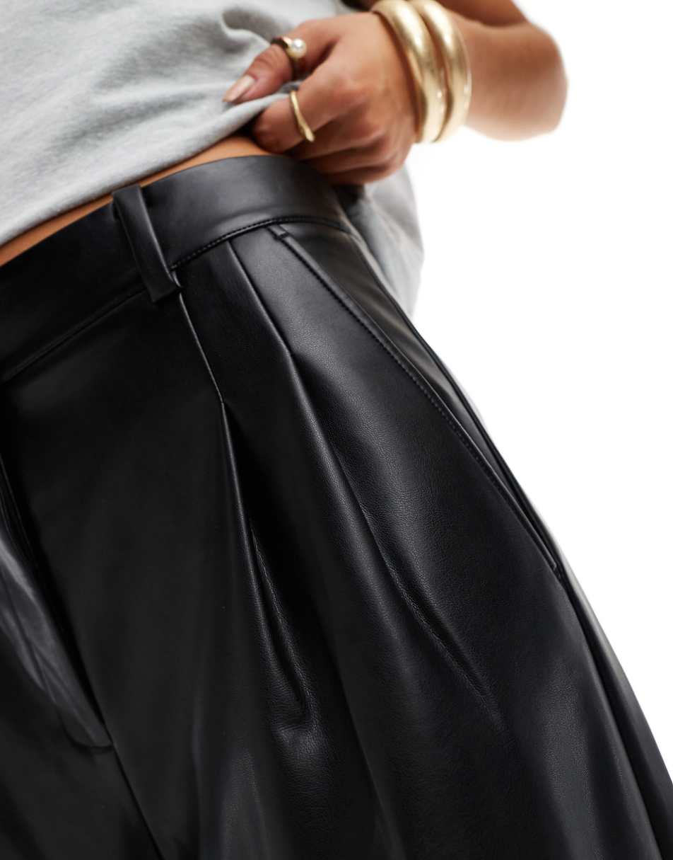French Connection PU wide leg pants in black