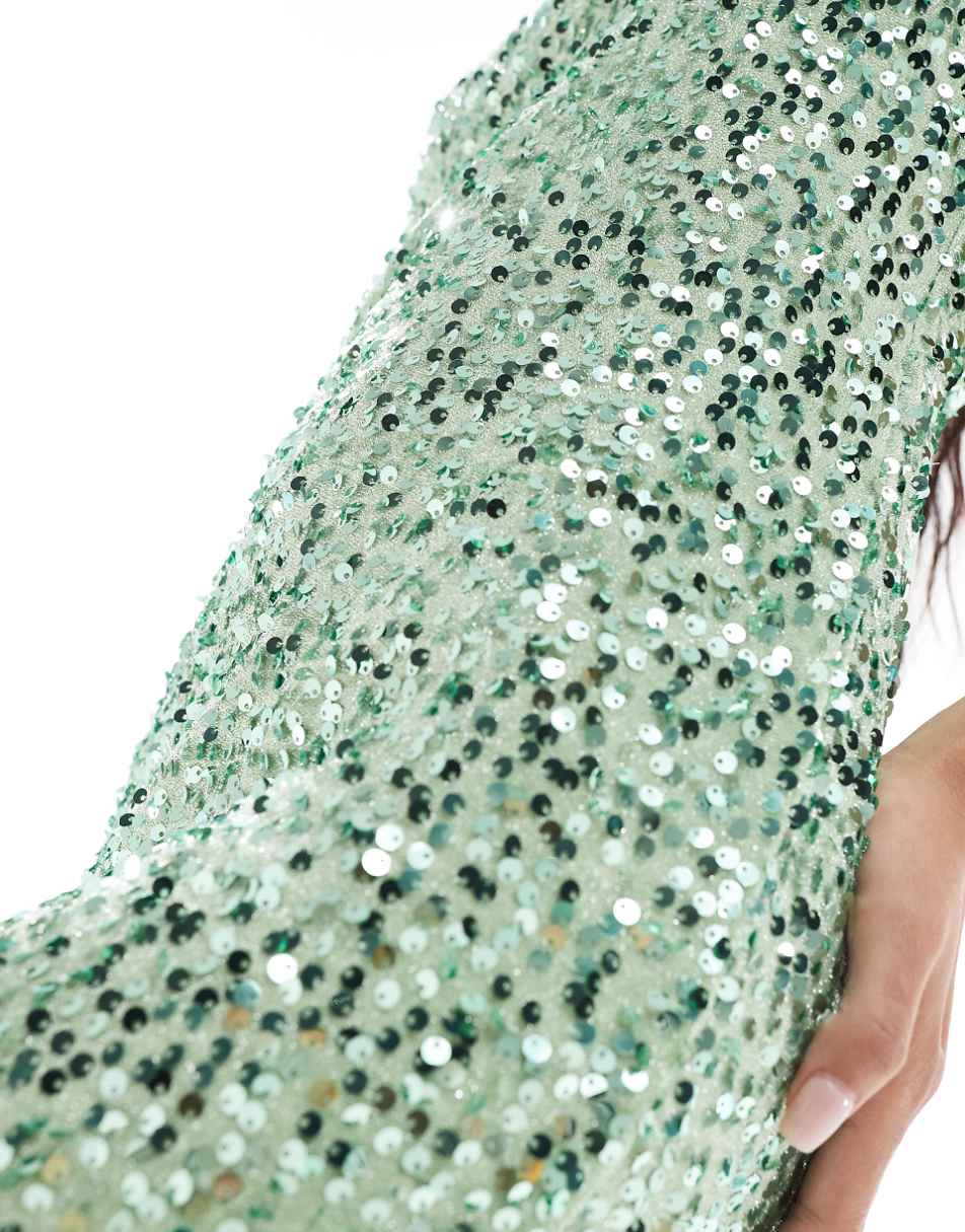 ASOS DESIGN sequin cami cross back maxi dress in mint