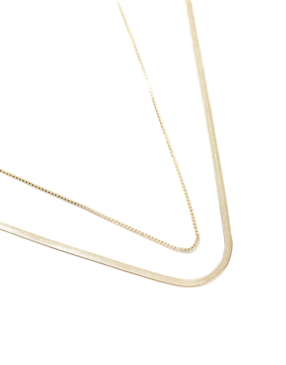 Pieces two chain necklace in gold