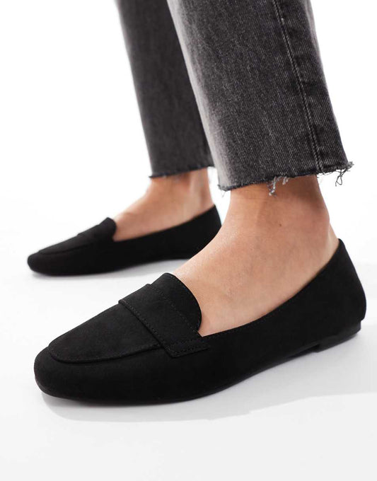 ASOS DESIGN Lilie loafer ballet flats in black