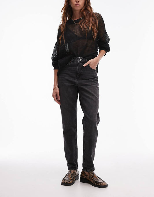 Topshop Original high rise Mom jeans in washed black