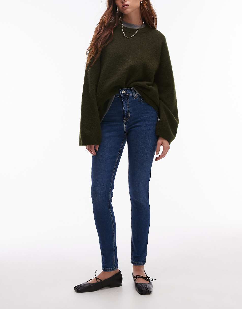 Topshop high rise Jamie jeans in rich blue