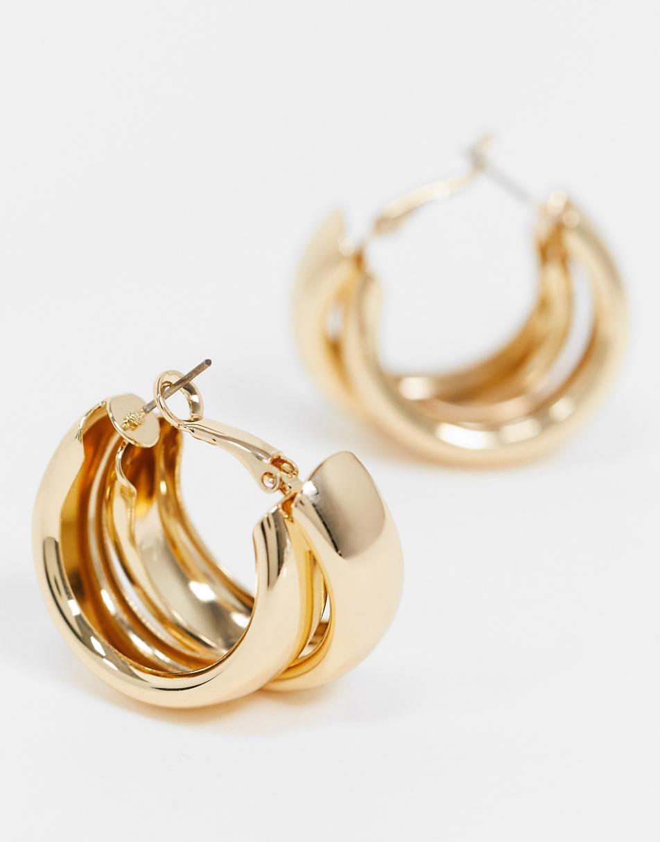 ASOS DESIGN hoop earrings with thick crossover design gold tone