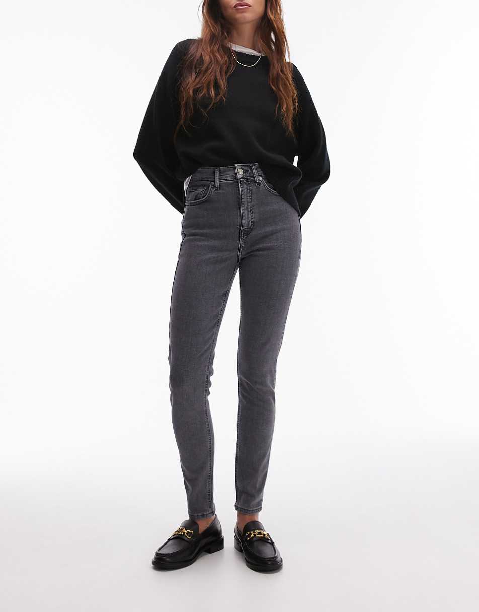 Topshop high rise Jamie jeans in gray