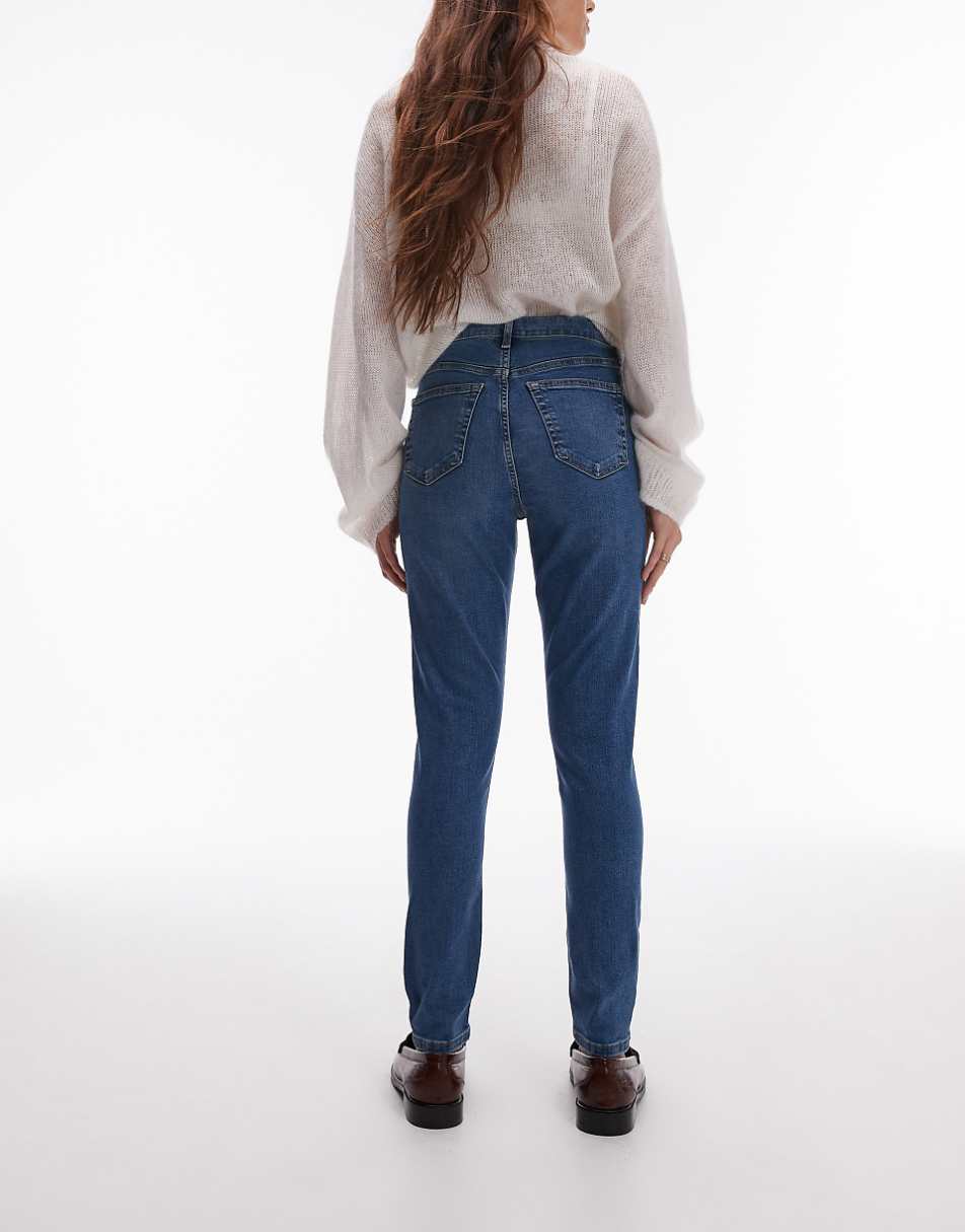 Topshop high rise Jamie jeans in mid blue